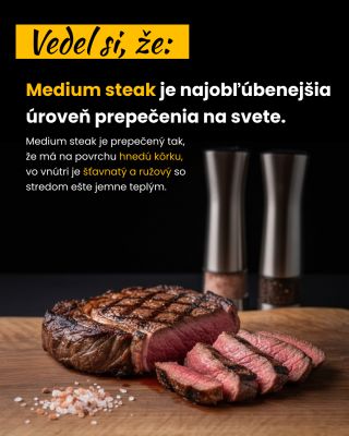 Vieš, prečo je medium steak najobľúbenejšia voľba na svete? 🥩 Pretože kombinuje dokonalú hnedú kôrku na povrchu a šťavnaté...