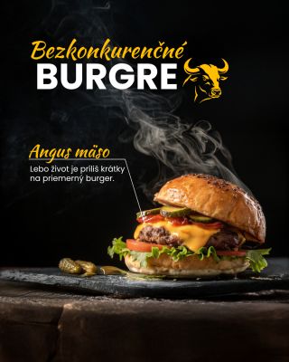 Burger, ktorý nemá konkurenciu. 🍔🔥 Mäso pochádza z voľne pasených kravičiek, vďaka čomu je prirodzene šťavnaté, krehké a...